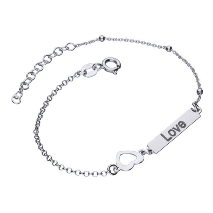 Srebrna bransoletka 925 blaszka z napisem love Srebrna bransoletka 925 blaszka z napisem love