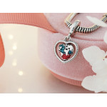 Srebrny charms 925 serduszko z mapą motyw podróży beads do bransoletki