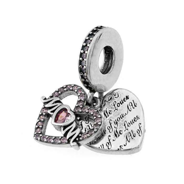 Srebrny charms 925 zawieszka do bransoletki dwa serca dedykacja Srebrny charms 925 zawieszka do bransoletki dwa serca dedykacja