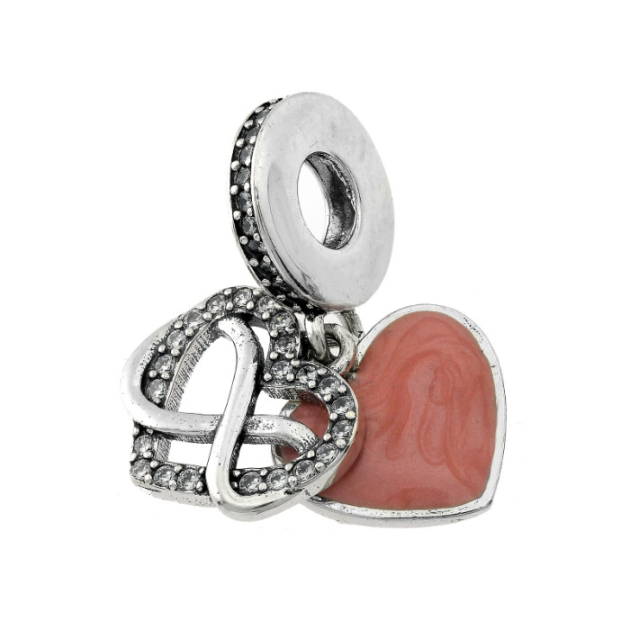 Srebrny charms 925 zawieszka do bransoletki dwa ruchome serca nieskończność Srebrny charms 925 zawieszka do bransoletki dwa ruchome serca nieskończność