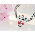 Srebrny charms 925 dziecięcy wisiorek beads myszka z różową kokardką