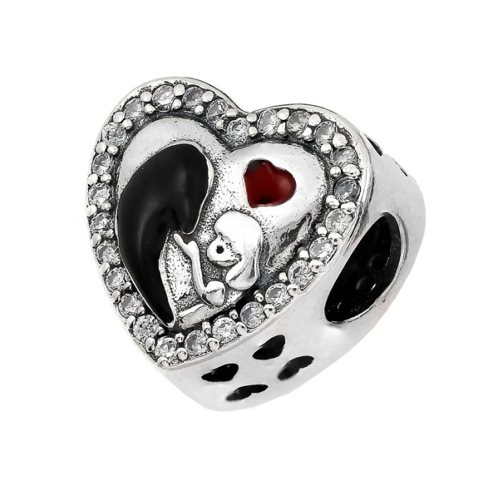 Srebrny charms 925 modna zawieszka do bransoletki serce dla miłośników zwierząt Srebrny charms 925 modna zawieszka do bransoletki serce dla miłośników zwierząt
