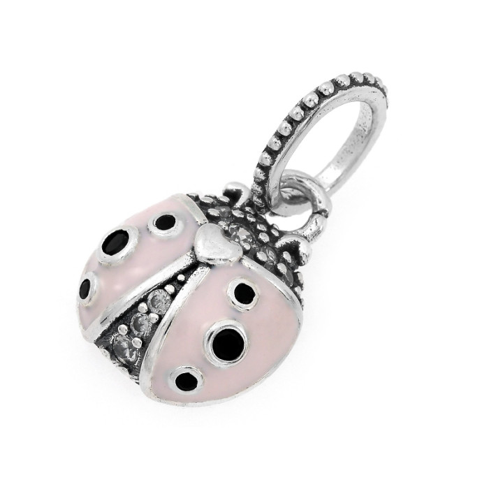 Srebrna zawieszka 925 emaliowana biedronka charms do bransoletki Srebrna zawieszka 925 emaliowana biedronka charms do bransoletki