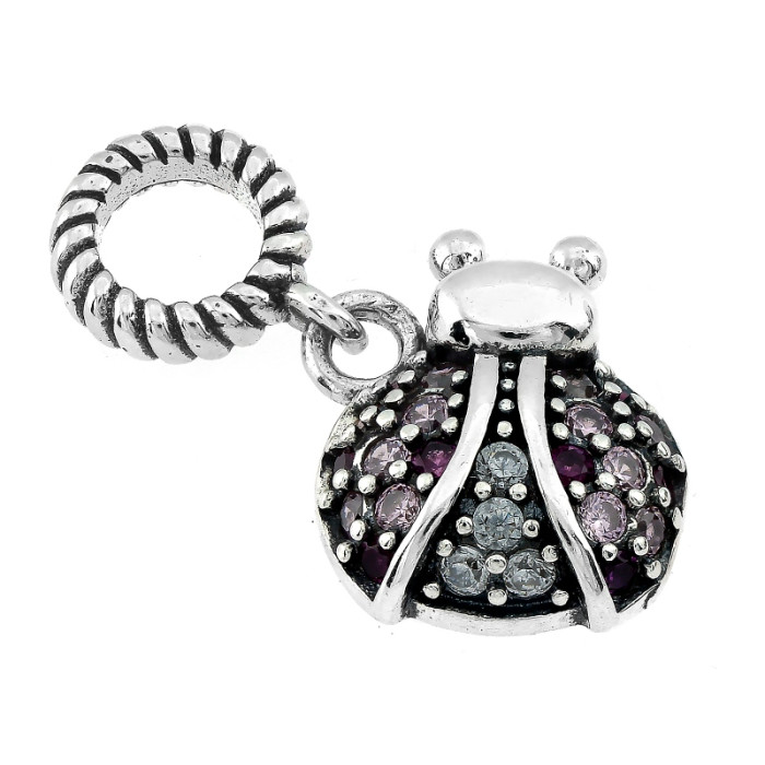 Zawieszka srebrna 925 beads charms do bransoletki biedronka z cyrkoniami Zawieszka srebrna 925 beads charms do bransoletki biedronka z cyrkoniami