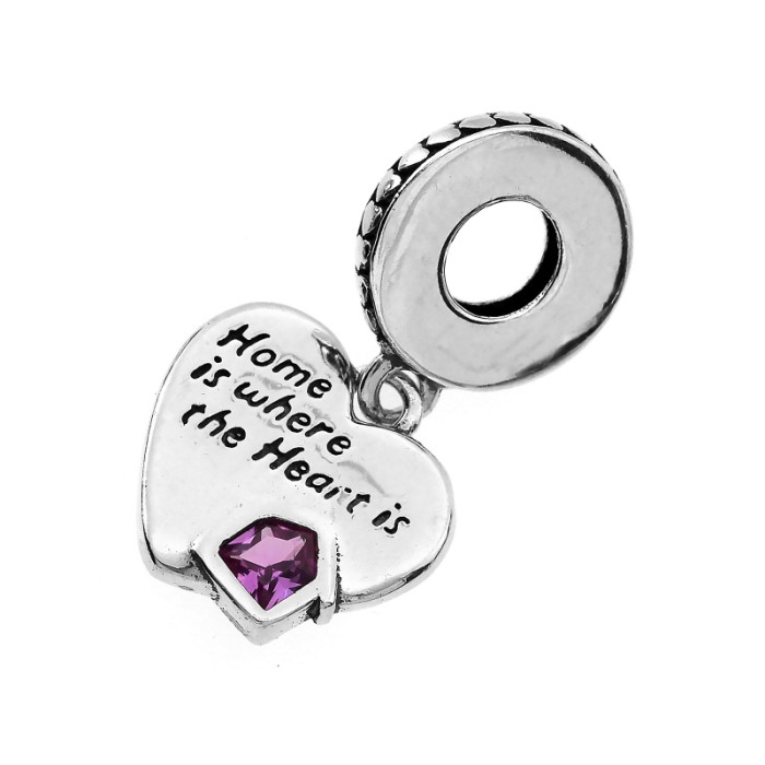 Zawieszka srebrna 925 beads charms do bransoletki z wiszącym sercem Zawieszka srebrna 925 beads charms do bransoletki z wiszącym sercem