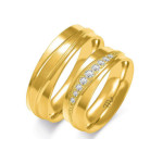 Obrączka ślubna złota 14k 585 z diamentami grawerowana