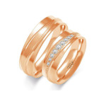 Obrączka ślubna złota 14k 585 z diamentami grawerowana