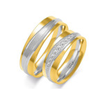 Obrączka ślubna złota 14k 585 z diamentami grawerowana