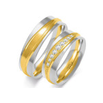 Obrączka ślubna złota 14k 585 z diamentami grawerowana