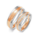 Obrączka ślubna złota 14k 585 z diamentami grawerowana