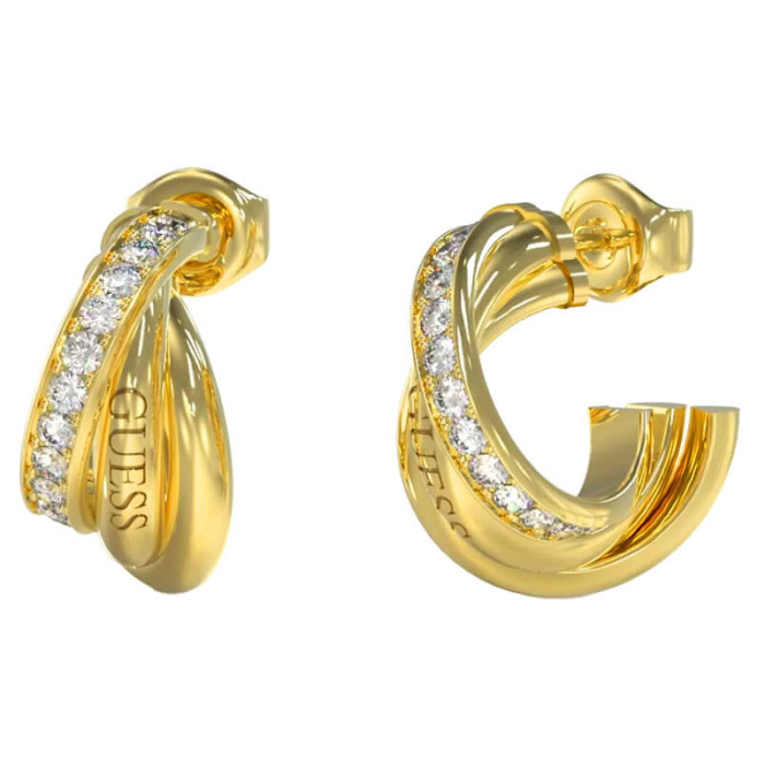 Kolczyki GUESS eleganckie z cyrkoniami i napisem na sztyft PERFECT LINKS Kolczyki GUESS eleganckie z cyrkoniami i napisem na sztyft PERFECT LINKS