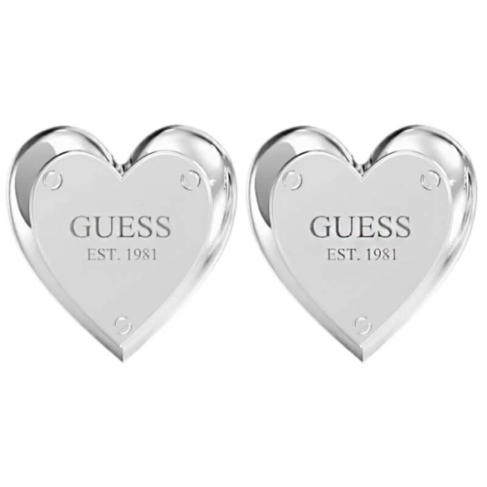 Kolczyki GUESS serduszka z napisem na sztyft HEART LOCK STUD Kolczyki GUESS serduszka z napisem na sztyft HEART LOCK STUD