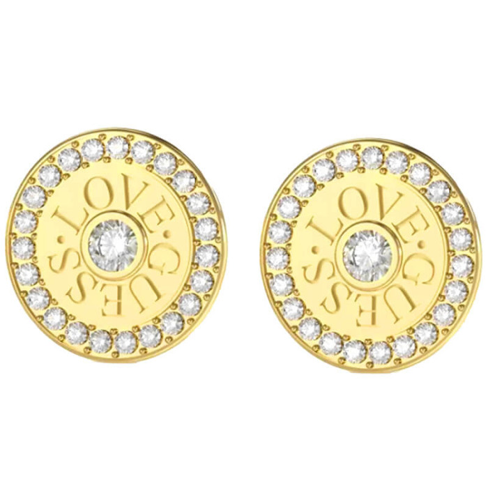 Kolczyki GUESS kółka zdobione cyrkoniami na sztyfcie LOVE GUESS STUD Kolczyki GUESS kółka zdobione cyrkoniami na sztyfcie LOVE GUESS STUD