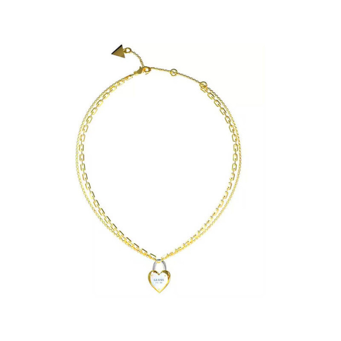 Naszyjnik GUESS dwukolorowy podwójny z zawieszką serce kłódka z logo HEART LOCK Naszyjnik GUESS dwukolorowy podwójny z zawieszką serce kłódka z logo HEART LOCK