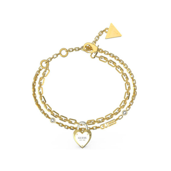 Bransoletka dwukolorowa GUESS z zawieszką w kształcie serca kłódki HEART LOCK Bransoletka dwukolorowa GUESS z zawieszką w kształcie serca kłódki HEART LOCK