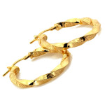 Modne złote kolczyki 585 skręcone koła średnica 27mm, żółte złoto 14k
