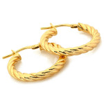 Złote kolczyki 585 koła skręcane grube średnica 24mm modny design 14k