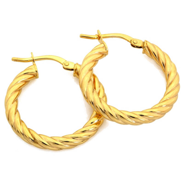 Złote kolczyki 585 koła skręcane grube średnica 24mm modny design 14k Złote kolczyki 585 koła skręcane grube średnica 24mm modny design 14k