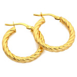 Złote kolczyki 585 koła skręcane grube średnica 24mm modny design 14k