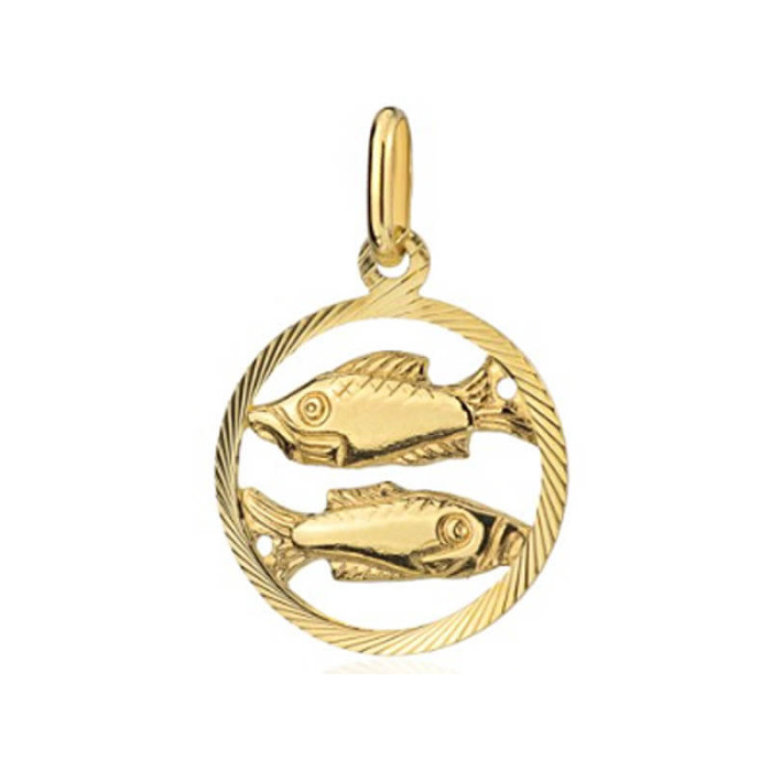 Złota przywieszka 585 ryba znak zodiaku w kole wisiorek do łańcuszka 0,82g Złota przywieszka 585 ryba znak zodiaku w kole wisiorek do łańcuszka 0,82g