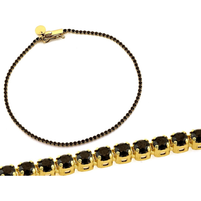 Złota bransoletka 585 tenis z czarnymi cyrkoniami, ekskluzywny design 14k Złota bransoletka 585 tenis z czarnymi cyrkoniami, ekskluzywny design 14k