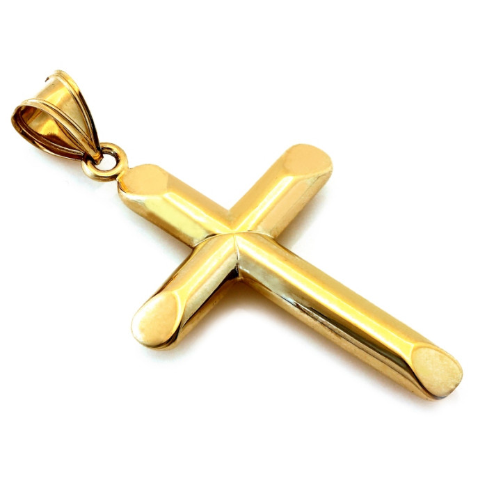 Elegancki złoty krzyżyk 585 dmuchany bez pasyjki wykonany z żółtego złota 14k Elegancki złoty krzyżyk 585 dmuchany bez pasyjki wykonany z żółtego złota 14k