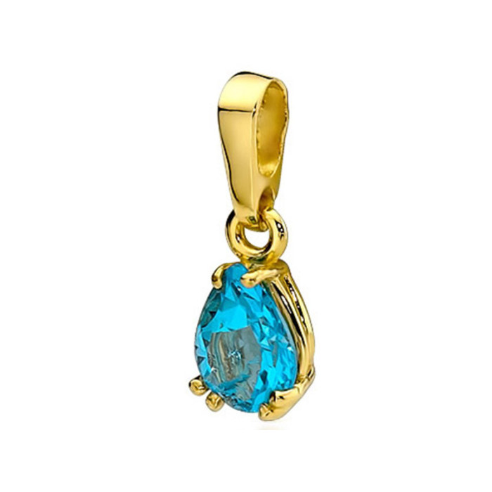 Złota przywieszka 585 łezka niebieski topaz Złota przywieszka 585 łezka niebieski topaz