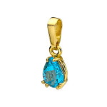 Złota przywieszka 585 łezka niebieski topaz