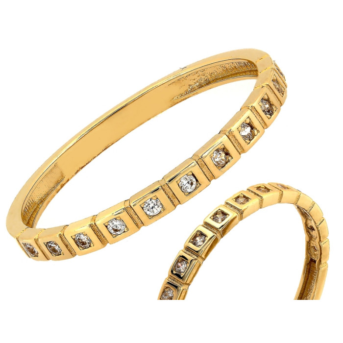 Złoty pierścionek 585 wąska obrączka elegancka z rzędem cyrkonii damska 14k Złoty pierścionek 585 wąska obrączka elegancka z rzędem cyrkonii damska 14k