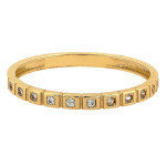 Złoty pierścionek 585 wąska obrączka elegancka z rzędem cyrkonii damska 14k