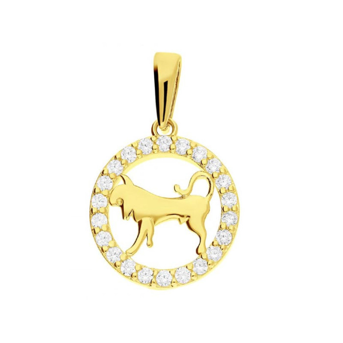 Złota przywieszka 585 ZNAK ZODIAKU BYK Z CYRKONIAMI 0,94g Złota przywieszka 585 ZNAK ZODIAKU BYK Z CYRKONIAMI 0,94g