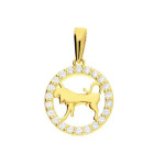 Złota przywieszka 585 ZNAK ZODIAKU BYK Z CYRKONIAMI 0,94g