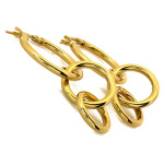 Złote kolczyki 585 wiszące z połączonych kółek na angielskim zapięciu eleganckie 14k