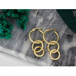 Złote kolczyki 585 wiszące z połączonych kółek na angielskim zapięciu eleganckie 14k