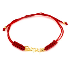 Złota bransoletka 585 imię Patrycja na czerwonym sznurku personalizowana 14k