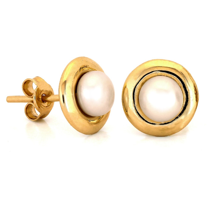 Złote kolczyki 585 z białą perłą na sztyfcie klasyczne eleganckie 14k Złote kolczyki 585 z białą perłą na sztyfcie klasyczne eleganckie 14k