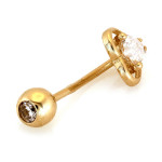 Nowoczesny złoty kolczyk do pępka 585 z cyrkonią w kształcie serca piercing 14k