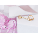 Nowoczesny złoty kolczyk do pępka 585 z cyrkonią w kształcie serca piercing 14k