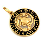 Złota zawieszka 585 zodiak Rak z czarną emalią, modny design (14k)