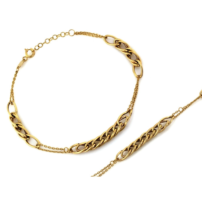 Złota bransoletka 585 elegancka z łączonych łańcuchów długość 18cm 14k Złota bransoletka 585 elegancka z łączonych łańcuchów długość 18cm 14k