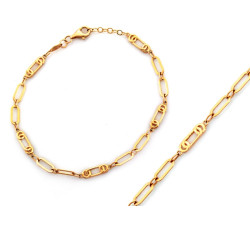 Modna złota bransoletka 585 z dużych ogniw współczesny design 14k