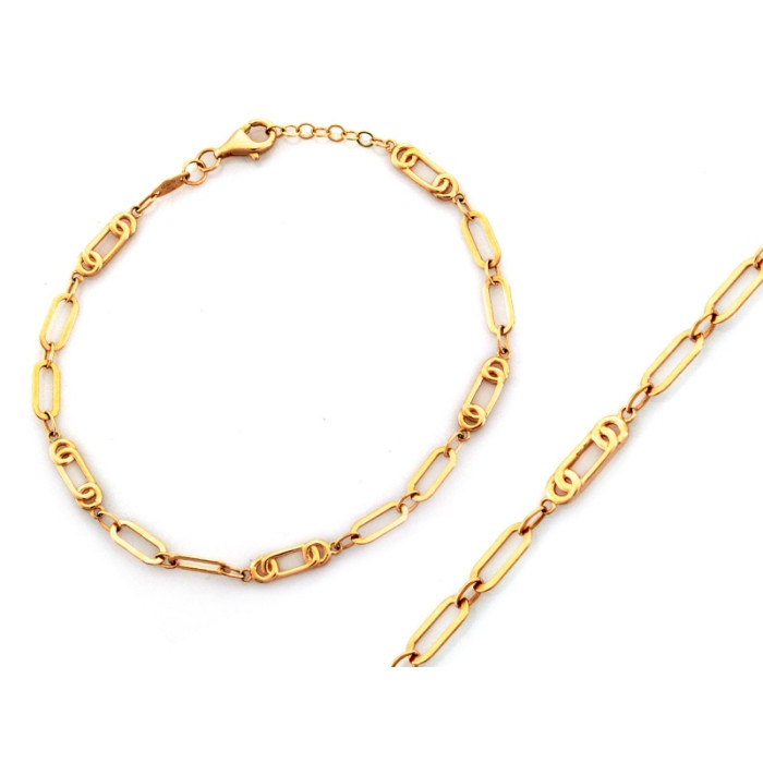 Modna złota bransoletka 585 z dużych ogniw współczesny design 14k Modna złota bransoletka 585 z dużych ogniw współczesny design 14k