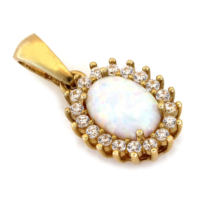 Złota zawieszka 585 owalna markiza z naturalnym opalem australijskim elegancka 14k Złota zawieszka 585 owalna markiza z naturalnym opalem australijskim elegancka 14k
