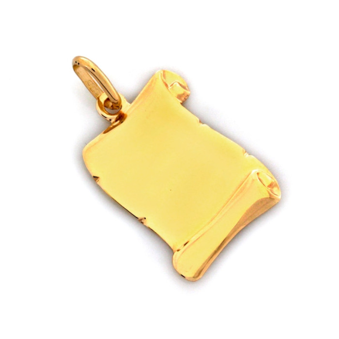 Złota zawieszka 585 papirus żółte złoto elegancka pod grawer 19mm 14k Złota zawieszka 585 papirus żółte złoto elegancka pod grawer 19mm 14k