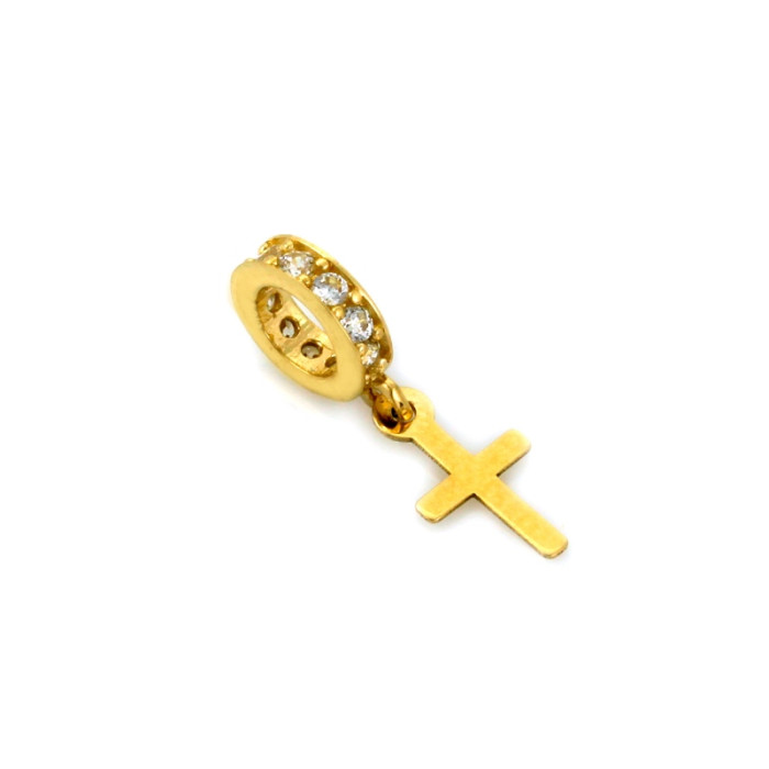 Minimalistyczna złota zawieszka 585 charms z krzyżykiem z żółtego złota 14k Minimalistyczna złota zawieszka 585 charms z krzyżykiem z żółtego złota 14k