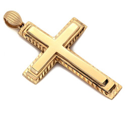 Okazały złoty krzyżyk 585 bez wizerunku, tradycyjny design zawieszki 14k