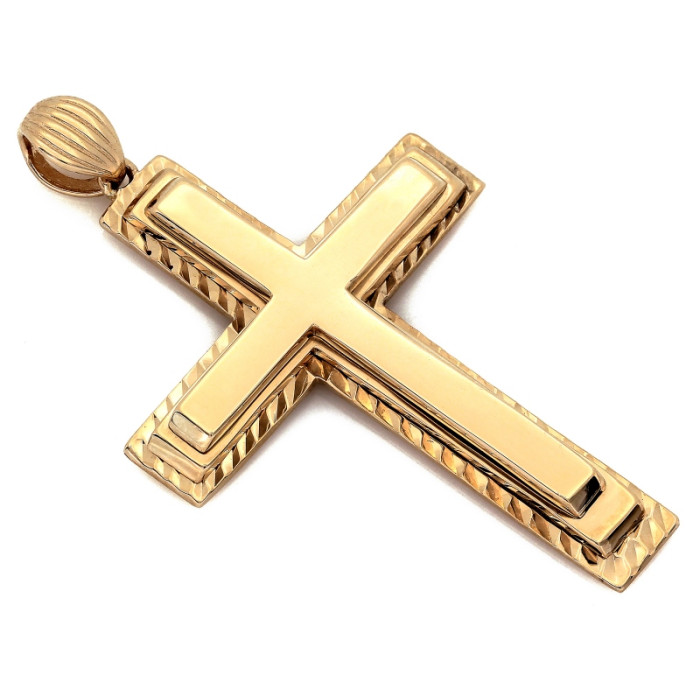 Okazały złoty krzyżyk 585 bez wizerunku, tradycyjny design zawieszki 14k