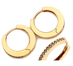 Małe złote kolczyki 585 angielskie kółeczka 14mm z żółtego złota 14k