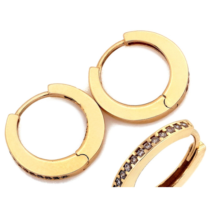 Małe złote kolczyki 585 angielskie kółeczka 14mm z żółtego złota 14k Małe złote kolczyki 585 angielskie kółeczka 14mm z żółtego złota 14k