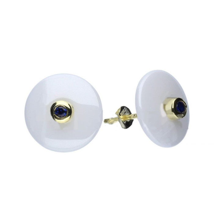 Srebrne pozłacane kolczyki 925 okrągłe ceramiczne 2,58g Srebrne pozłacane kolczyki 925 okrągłe ceramiczne 2,58g